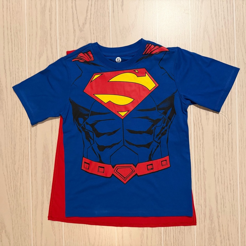 DC Comics‎ Superman Cape Tee Boys Size 7 Blue Superhero Shirt NWOT